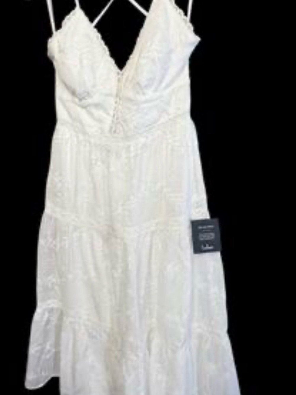 Lulu's White Lace V-Neck Tiered Maxi Dress